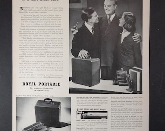 1941 - Royal Portable Typewriter - Original Vintage B&W Print Ad