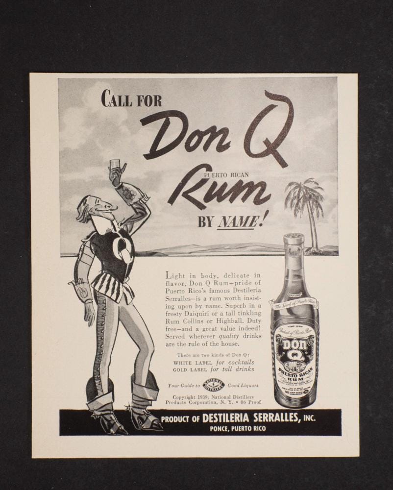 1939 - Don Q Puerto Rican Rum - Vintage Original Print Ad