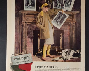 Forstmann Woolen Company, 1941 – Originale, farbige, ganzseitige Vintage-Anzeige