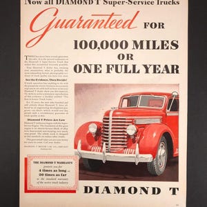 1939 Diamond T Truck - Original Vintage Full Page Color Print Ad