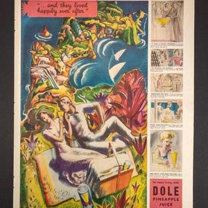 1939 Dole Pineapple Juice From Hawaii - Original Vintage Full Page Color Print Ad