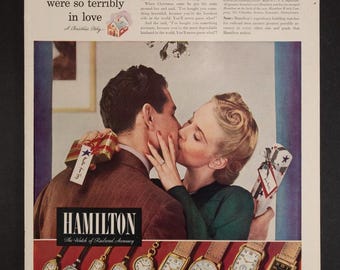 1939 - Relojes Hamilton - Anuncio vintage impreso a todo color