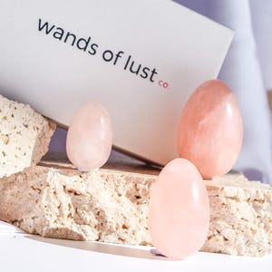 Rose Quartz Yoni Eggs - Drilled Yoni Eggs – Natural Healing Crystal – Kegel Exercise Pelvic Floor Strengthening