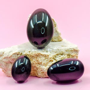 Black Obsidian Quartz Yoni Eggs - Drilled Yoni Eggs – Natural Healing Crystal – Kegel Exercise Pelvic Floor Strengthening
