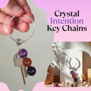 Crystal Intention Schlüsselanhänger - Wählen Sie Ihre Intention | Natürlicher Edelstein Schlüsselanhänger & Taschenanhänger | Achtsames Geschenk von Gaiae (AU)
