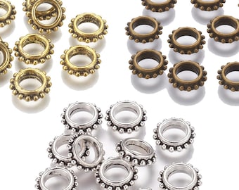 6 dreadlocks ou perles de barbe en bronze argenté ou doré