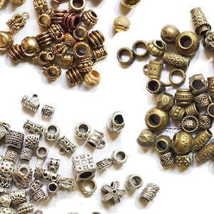 10/50/100 petites dreadlocks européennes en argent, cuivre, or ou bronze Bijoux, perles de barbe nordiques vikings 10pcs mixed