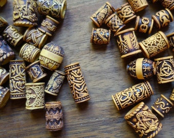 5->100 Viking beard beads with norse and celtic motifs - dread beads jewelry