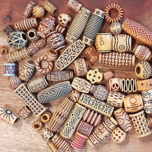 8/25/50 or 100 Tribal woodland dreadlock beads - Viking norse beard bead