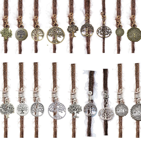 Tree of life yggdrasil dreadlock bead in bronze or silver, sister locks jewelry