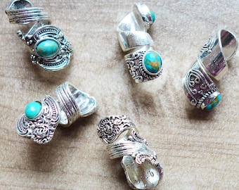 Gioielli per dreadlocks con perline a spirale in argento turchese