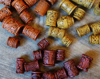 5->100 Viking norse celtic earthy woodland dreadlock european - dread beads jewelry -  beard bead