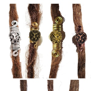 Löwe Dreadlock Perle in Bronze Gold Kupfer oder Silber, Schwester Locken Schmuck