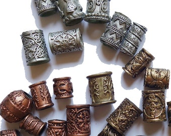 5->100 Viking norse celtic earthy woodland dreadlock european - dread beads jewelry -  beard bead