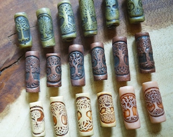 Cuentas para rastas del árbol de la vida, bosque de Yggdrasil - Cuentas para barba nórdica vikinga