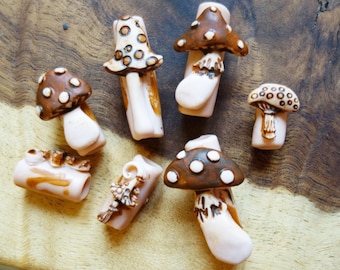 Set of 3 Mushroom, toadstool woodland dreadlock beads.