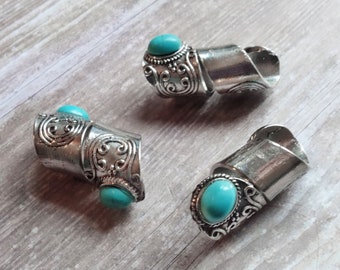 Turquoise silver swirly dread bead dreadlocks jewelry