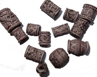 5->100 Viking norse celtic earthy woodland dreadlock european - dread beads jewelry -  beard bead