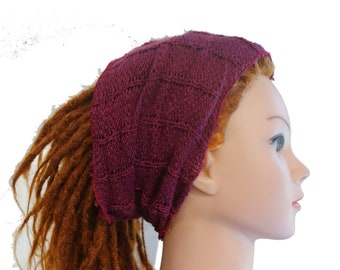 Headband knitted red tube bohemian for dreadlocks