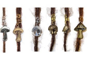 Mushroom, toadstool dreadlock bead in bronze or silver sister locks jewelry