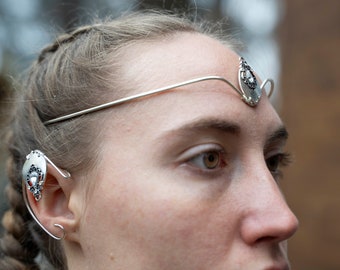 Tiara & elven ears head piece elven crown in silver plated wire