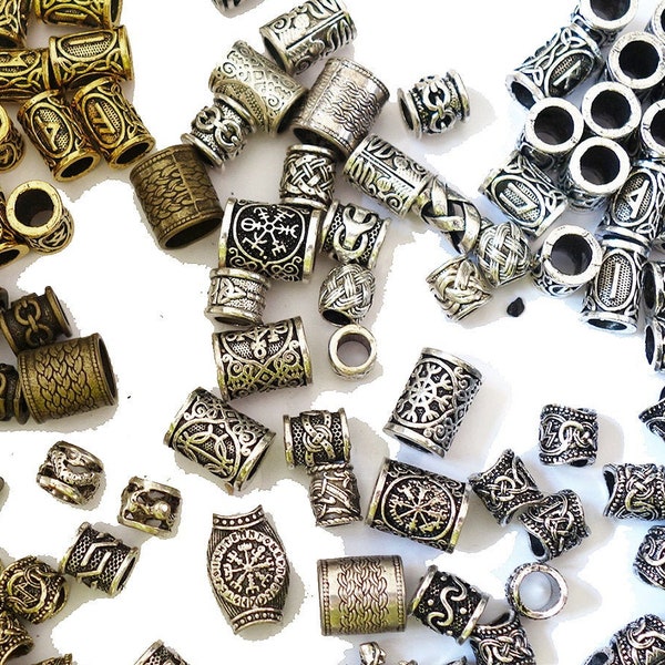 5/25/50 or 100pcs Viking norse celtic silver or gold / bronze dreadlock european dread beads jewelry , beard bead