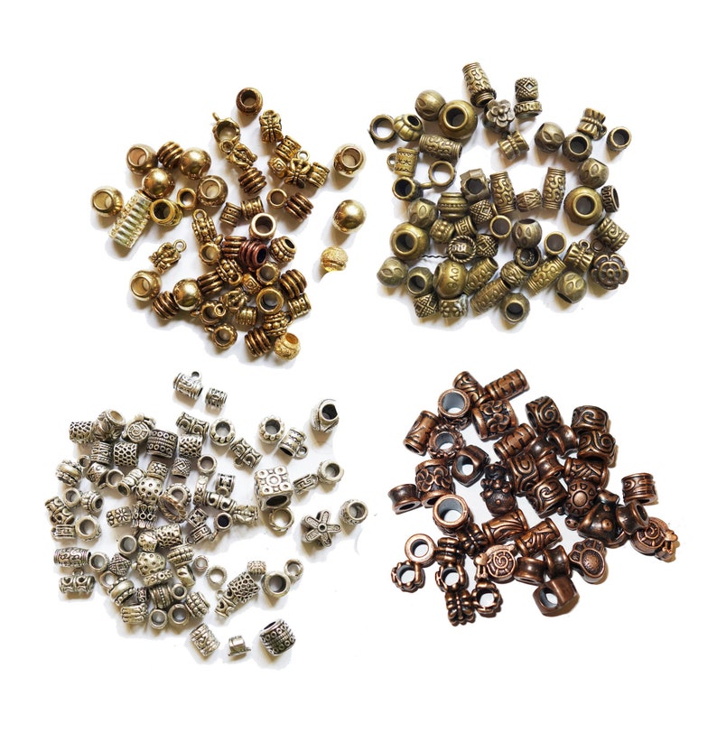 10/50/100 petites dreadlocks européennes en argent, cuivre, or ou bronze Bijoux, perles de barbe nordiques vikings image 1