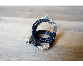 Biegsames Dreadlock Haarband Drachen PU-Leder Boho: Länge wählbar.