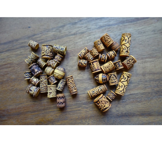 5->100 Viking beard beads with norse and celtic motifs - dread beads jewelry