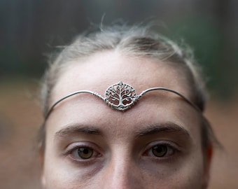 Tiara with tree of life in silver plated wire