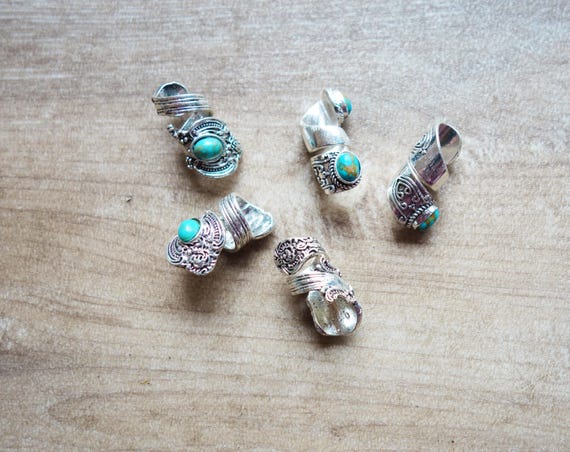 Turquoise silver swirly dread bead dreadlocks jewelry