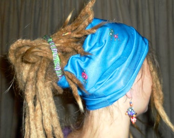 Headband tube for dreadlocks bohemian blue