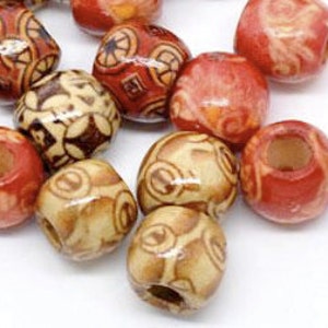 8/25/50 or 100 wooden beads small or large wood , beard beads image 2