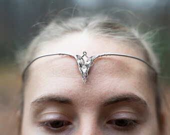 Tiara circlet head piece elven crown in silver plated wire