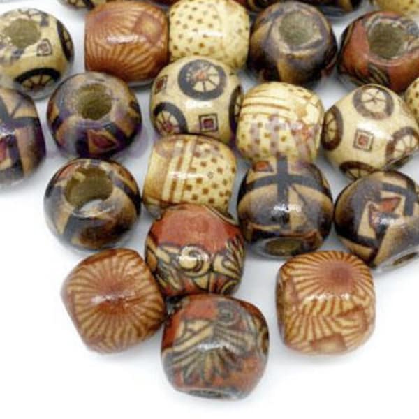 8/25/50 or 100 wooden beads small or large wood , beard beads