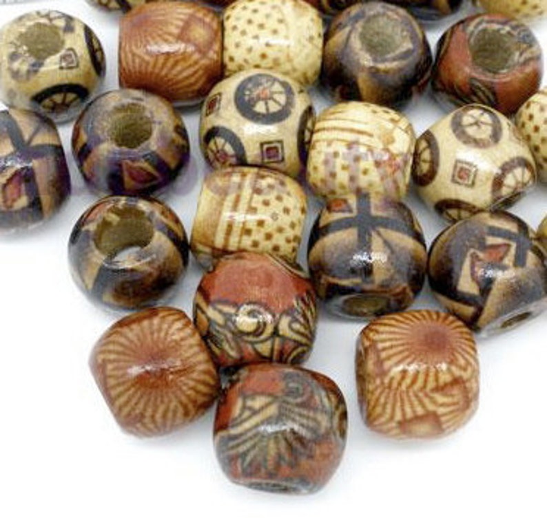 8/25/50 or 100 wooden beads small or large wood , beard beads image 1