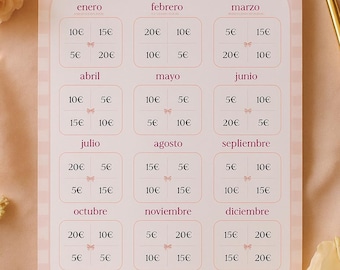 500 Euro A5 Annual Savings Challenge | Printable Money Saving Template | Weekly or Monthly Savings - Luna Budgets