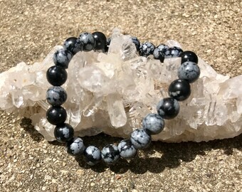 Snowflake ObsidianStretch Bracelet