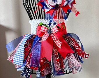 Babys 1st Birthday Set - 4th of July Set of 4 - Red White & Blue Tutu - Patriotic Boutique Shoes - Patriotic Crown Wand- boxed as shown