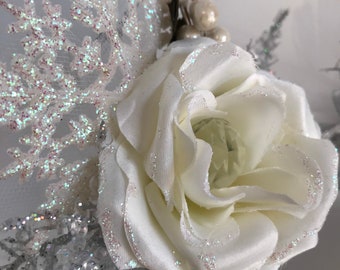 Winter White Wedding Wand – Sparkly Flower Girl Princess Wand, Pageant, Quinceanera