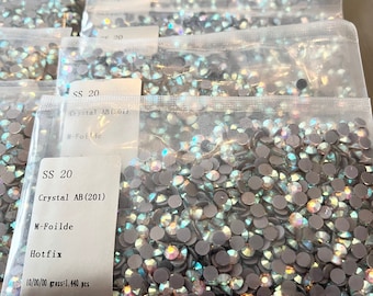 Premium Rhinestone Crystal Flatbacks - AB - SS 20 - flatbacks - 1440 pieces - Factory Sealed Package - Not Acrylic