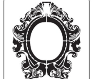 Baroque Oval Frame Stencil - 11.5 x 11.5" - 15 ml thick - Crafts - furniture flips and refinishing - home decor - reusable stencil