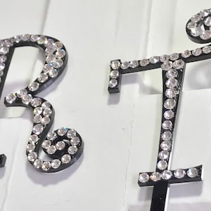 Monogram cake topper with clear Swarovski crystal, birthday/wedding cake top, birthday cake  bling, wedding cake bling