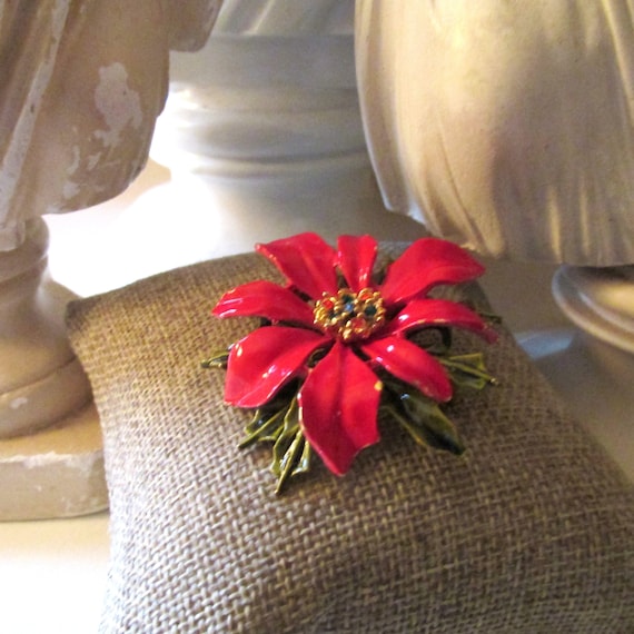 Vintage Poinsettia Pin by ART Jewelry, Christmas … - image 1