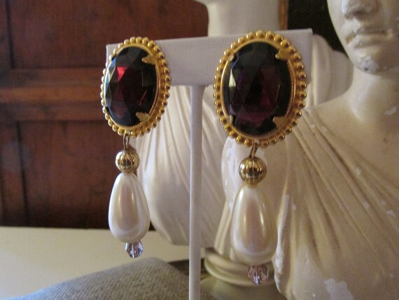 Vintage SAKOWITZ Dangle Drop Earrings, 1980's Cli… - image 6