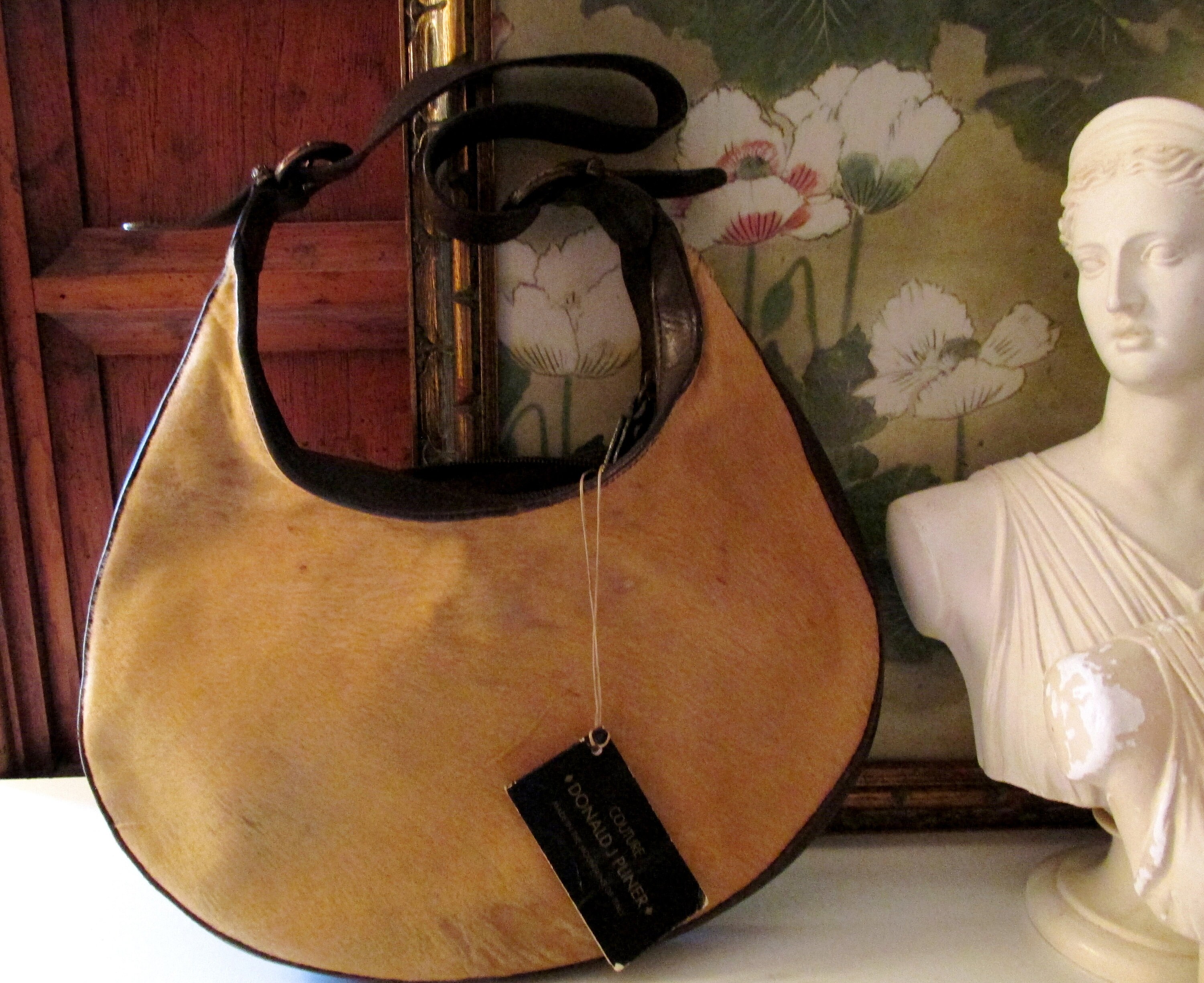 Vintage Donald J Pliner Couture Hobo Handbag Haircalf Shoulder Bag Italian Caramel and Brown Leather Handbag Etsy