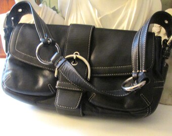 Vintage COACH hampton Black Leather Shoulder Bag Soho Bag Etsy