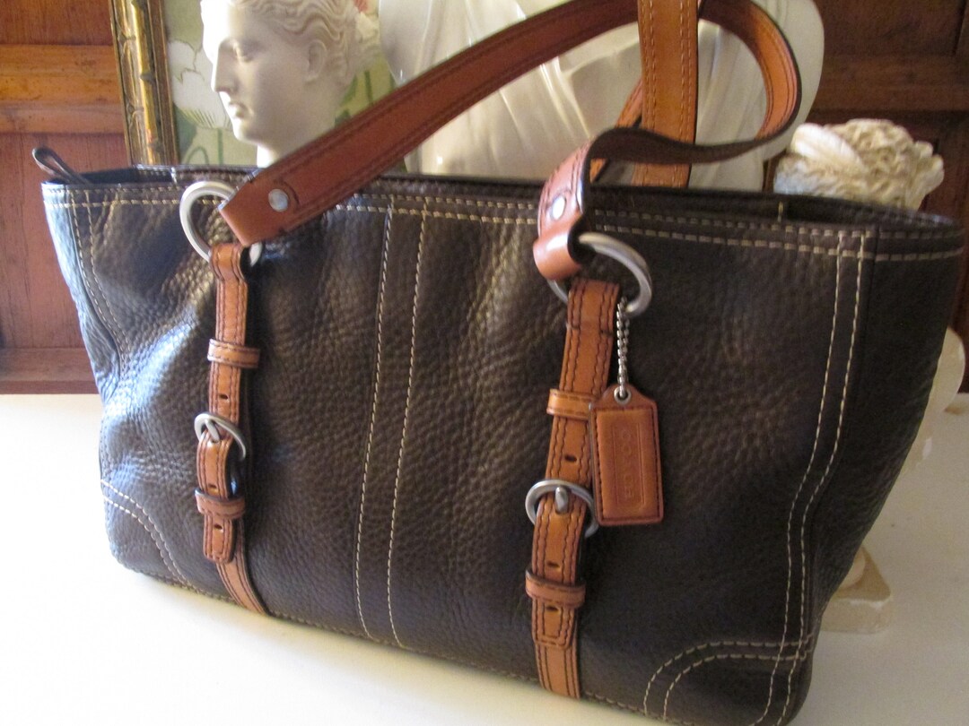 Vintage Coach Chelesa Pebble Leather Shoulder Bag, Two Tone Brown