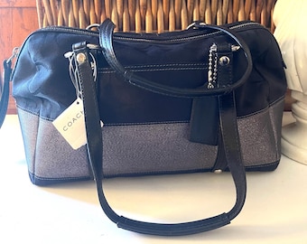 バッグ Vintage Coach Leather Hampton Soho Bag Coach Hamptons SOHO Black Leather Large Shoulder Bag #M0951