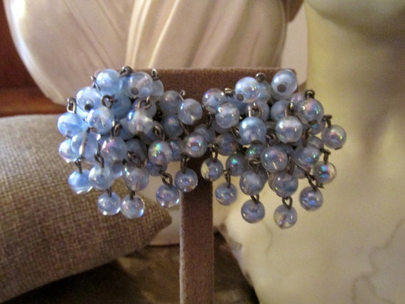 VOGUE Iridescent Cluster Dangle Earrings, 1950's C